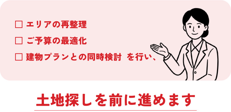 土地探しを前に進めます